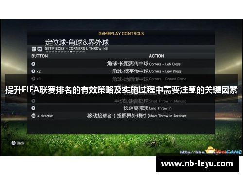 提升FIFA联赛排名的有效策略及实施过程中需要注意的关键因素